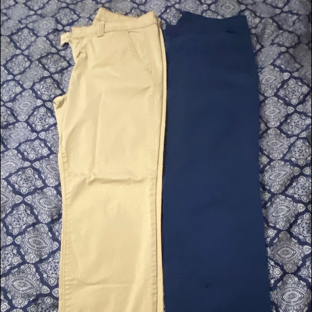 Navy and Khaki chino crop pants